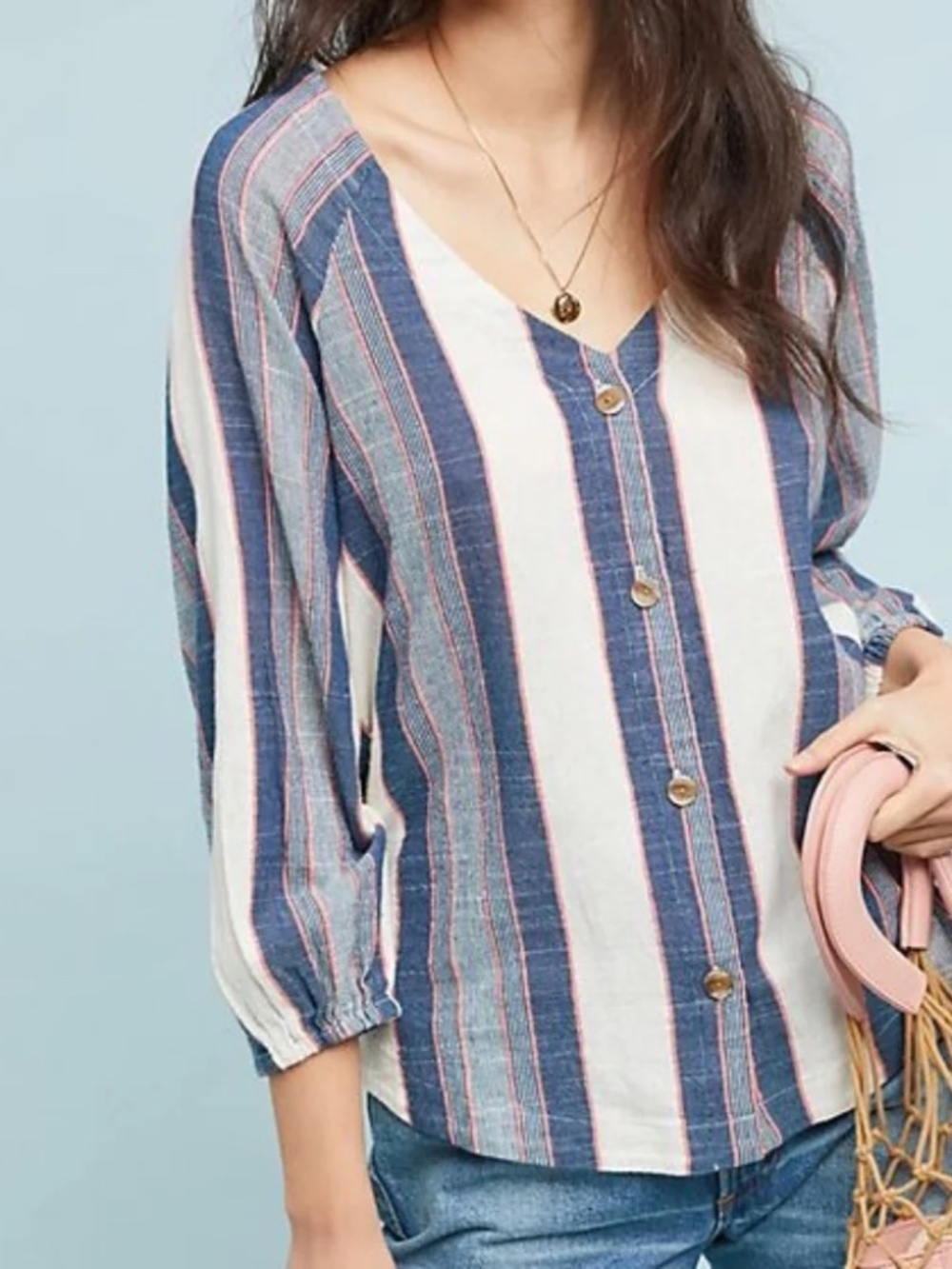 Anthropologie Cloth & Stone Striped Button Down Top size Small